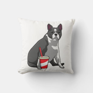 Coussin Boston Terrier avec boisson