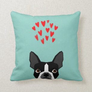 Coussin Boston Terrier - Coeurs, joli chien drôle Cute Val