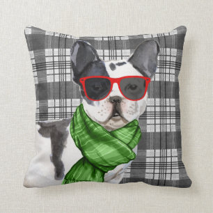 Coussin Boston Terrier et Plaid Christmas Chien Thailler P
