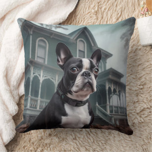 Coussin Boston Terrier Halloween effrayant