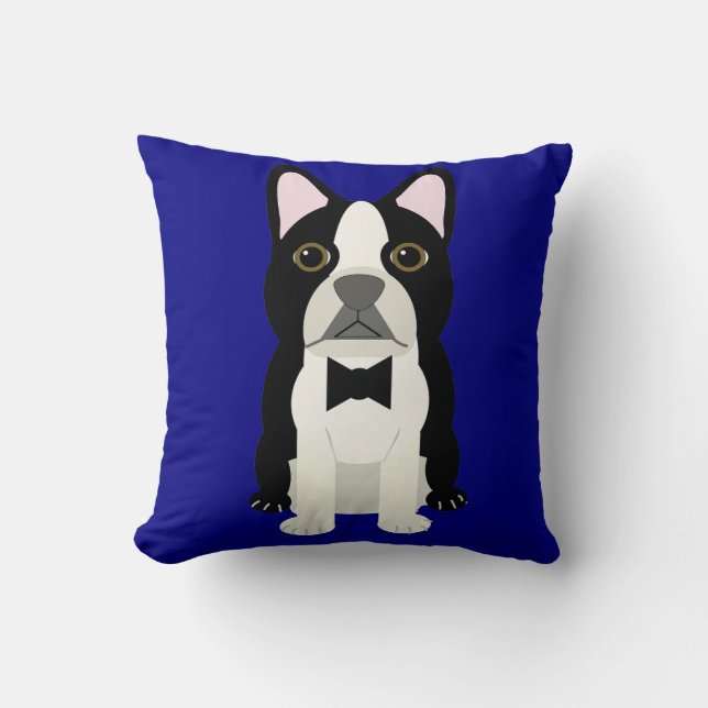 Coussin Boston Terrier navy (Recto)