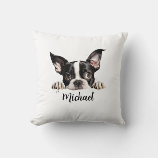 Coussin Boston Terrier Peeking Chiens Sublimation Bund