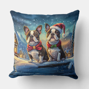 Coussin Boston Terriers Conception de vacances par Rich AM