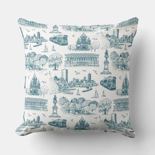 Coussin Boston Toile (éd. anniversaire) bleu/blanc (Recto)