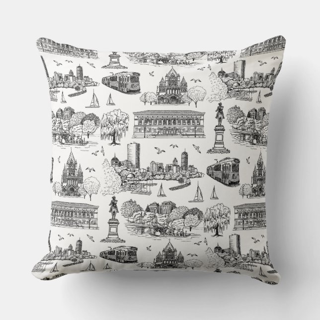 Coussin Boston Toile (éd. anniversaire) Noir/Blanc (Recto)
