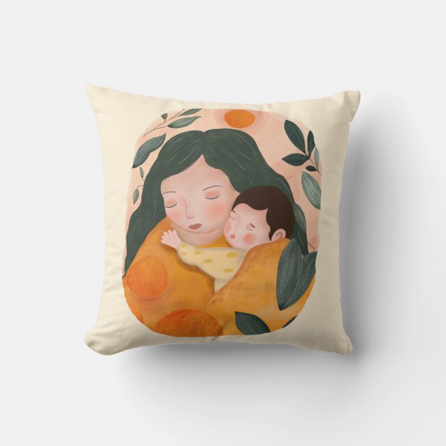 Coussin Botanical Motherhood Decorative Pillow for Moms (Recto)