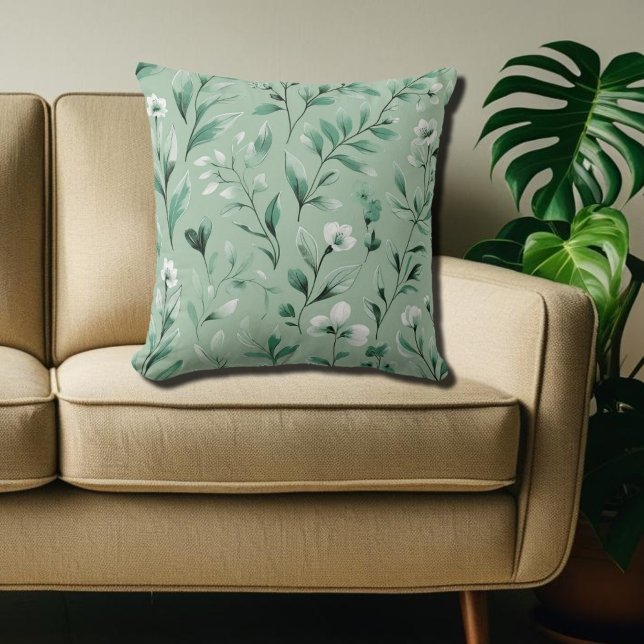 Coussin  Botanical pattern  in subtle  greens  (Créateur téléchargé)