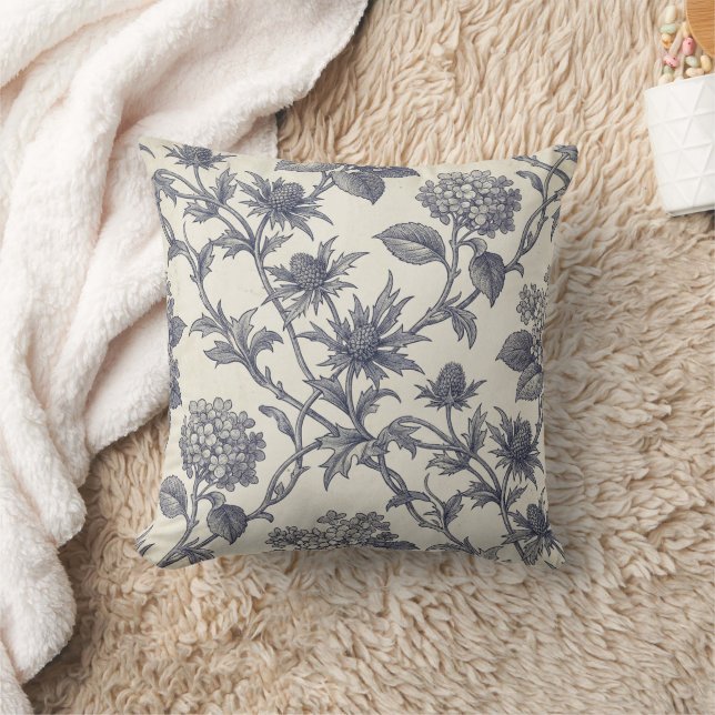 Coussin Botanical Toile | Hydrangea & Sea Holly (Couverture)