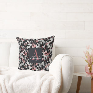 Coussin Botanique Bliss : Roses blanches et Feuilles roses