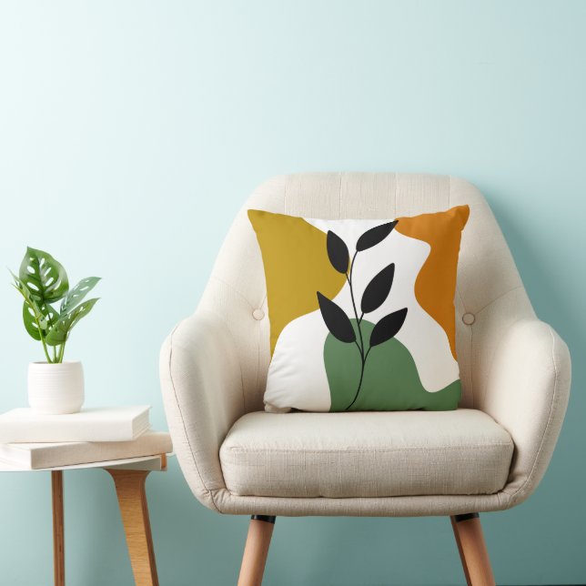 Coussin Botanique Boho Terme Couleur Feuille Abstraite Thr (Chaise)