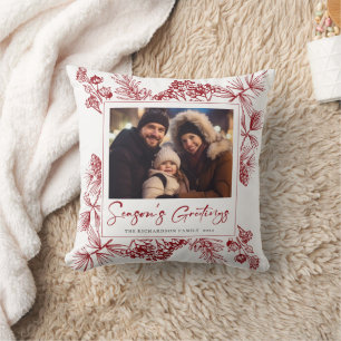 Coussin Botanique de Noël Vintage