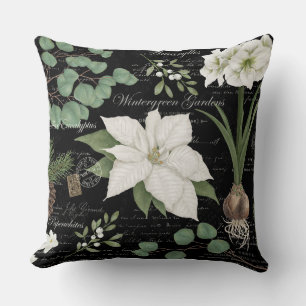 Coussin botanique d'hiver Vintage moderne