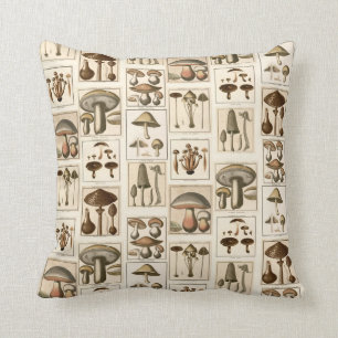 Coussin botanique d'impression de champignon
