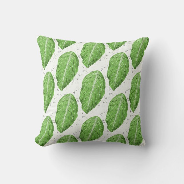 Coussin Botanique du Motif à feuilles vertes (Recto)