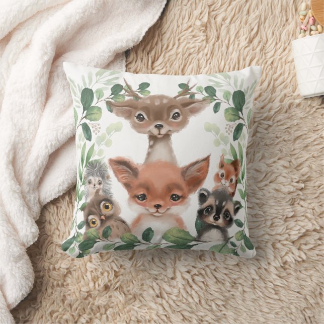 Coussin Botanique Forêt Botanique Animaux Baby Nursery (Couverture)
