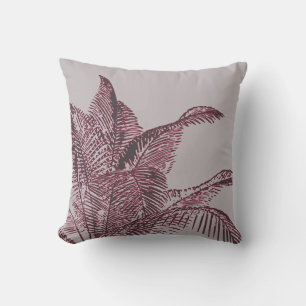 Coussin Botanique grise et bourguignonne   Palm