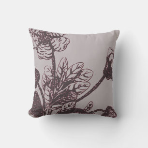 Coussin Botanique grise et bourguignonne   Sage Leaf Rock