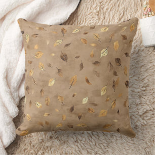 Coussin Botanique Intemporelle – Feuille aux Neutres Chaud