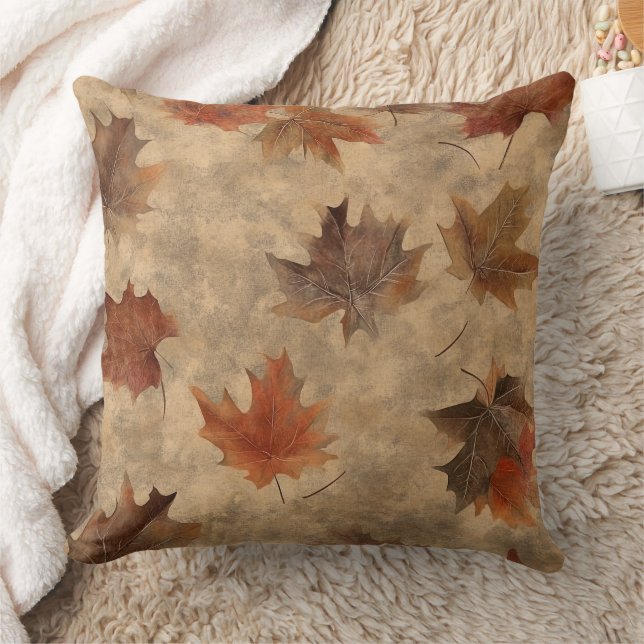 Coussin Botanique Intemporelle – Feuille aux Neutres Chaud (Couverture)