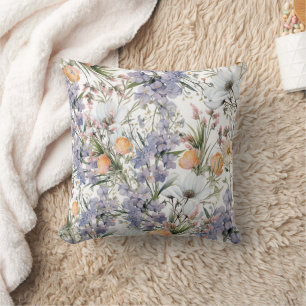 Coussin Botanique pastel couleurs fleur sauvage été fleuri