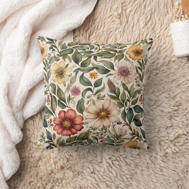 Coussin Botanique Rose couleur chaude (Couverture)