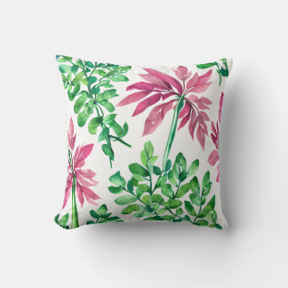 Coussin Botanique rose et verte