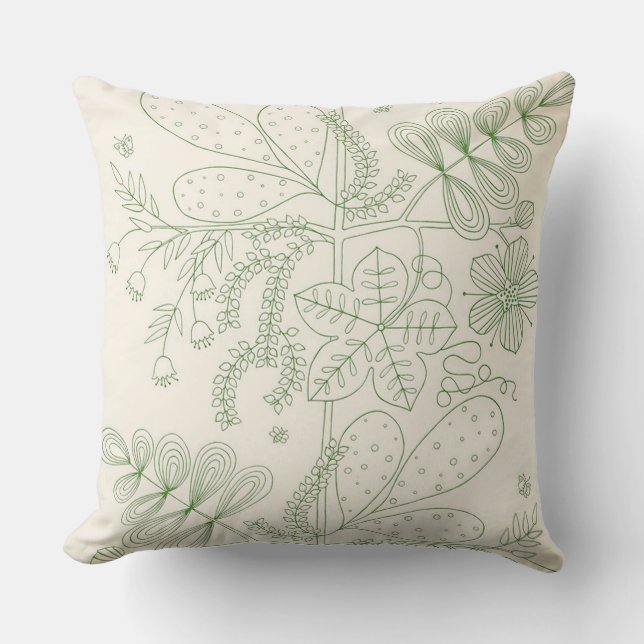 Coussin Botanique verte (Recto)