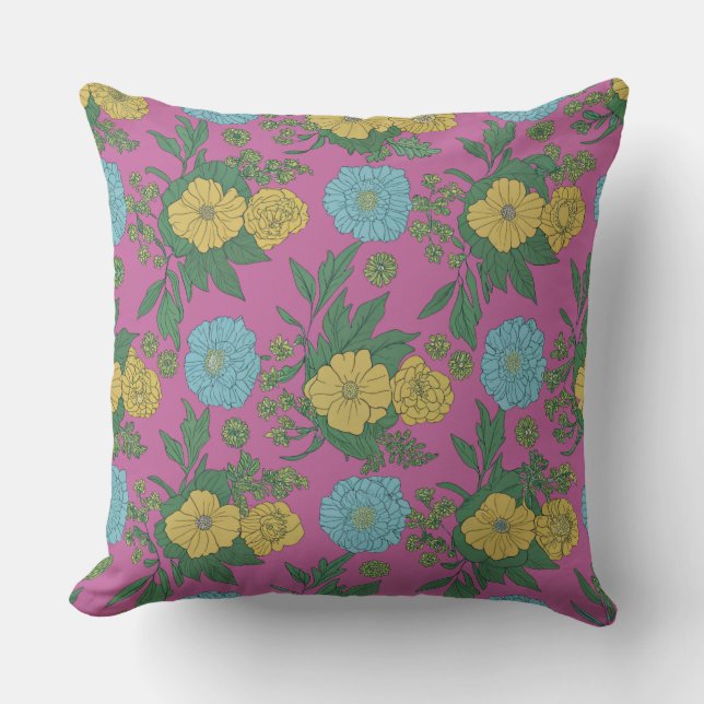 Coussin Botanique Vintage Romantique" (Recto)