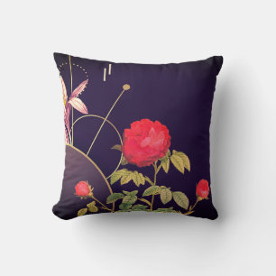 Coussin Botanique violet d'aubergine Bouton de violet
