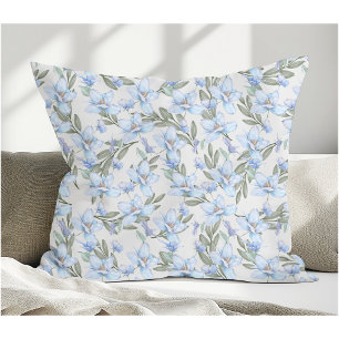 Coussin Botaniques chromatiques : Fleurs bleues et Feuille