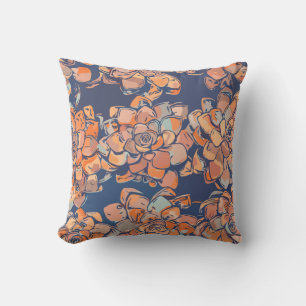 Coussin Botaniques d'automne en Terre Neutres et Marine