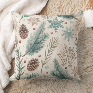 Coussin Botaniques d'hiver et flocons de neige - Fêtes rus