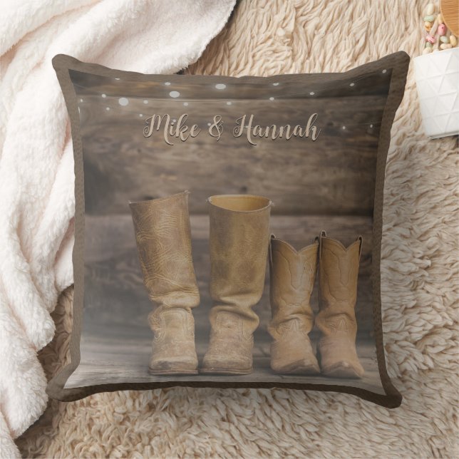 Coussin Botte de cowboy de l'Ouest Monogramme de grange ru (Couverture)