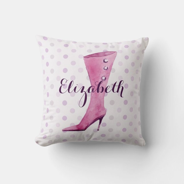 Coussin Botte de talon violet stiletto personnalisée (Recto)