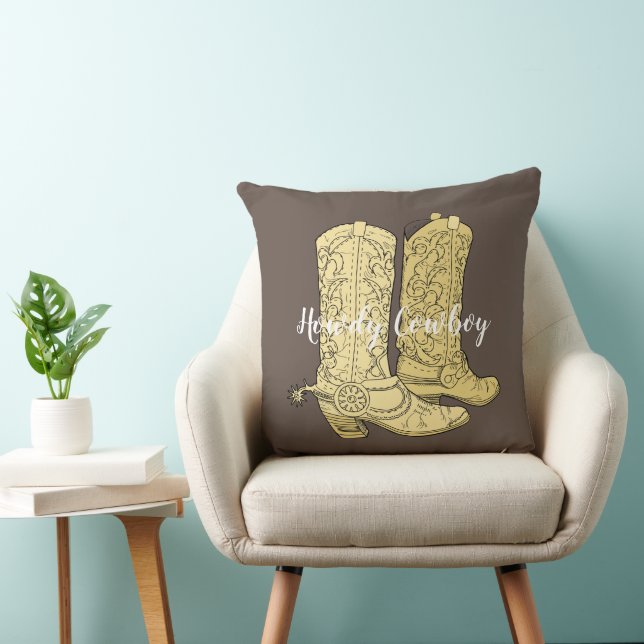 Coussin Bottes de cow-boy marron crème pour femme (Chaise)