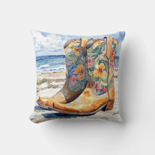 Coussin Bottes de cow-girl tropicale L'Occident rencontre