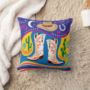 Coussin Bottes de cowboy et étoiles du désert