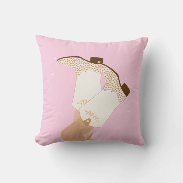 Coussin Bottes de fille moderne Jambes Stars Yeehaw rose (Recto)