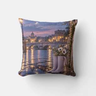 Coussin Bottes de pluie lavande au clair de lune sur le ca
