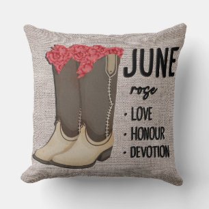 Coussin Bottes florales Fleur du mois de naissance / Rose