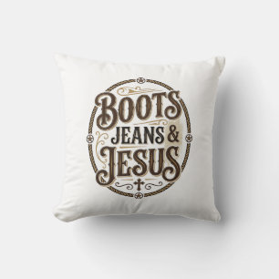 Coussin Bottes Jeans & Jésus Faith Western Vintage