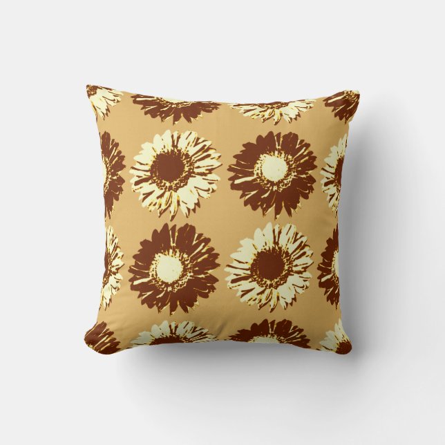 Coussin Bouches d'art pop - Brown, chameau et jaune (Recto)