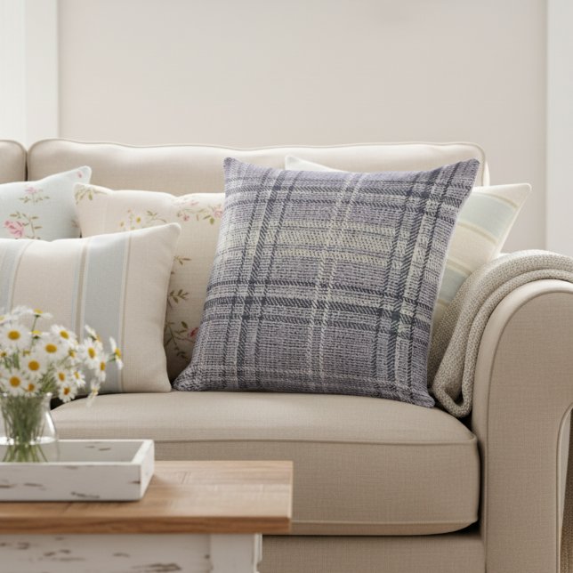 Coussin Boucle Rustique moderne Plaid Blue (Créateur téléchargé)