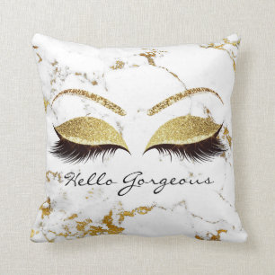 Coussin Boucles de maquillage en marbre blanc Hello Gorgey