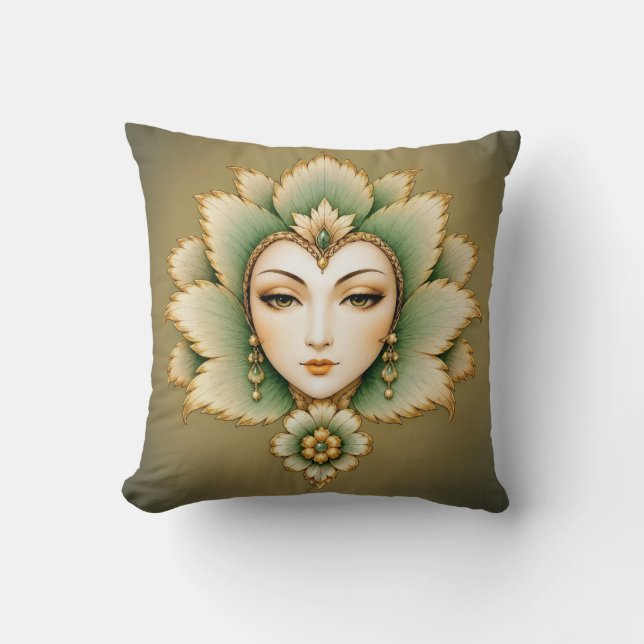 Coussin Boucles d'oreilles Lady Flower Émeraude & Or | Per (Recto)