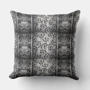 Coussin Boucles en noir et argent Motif à carreaux