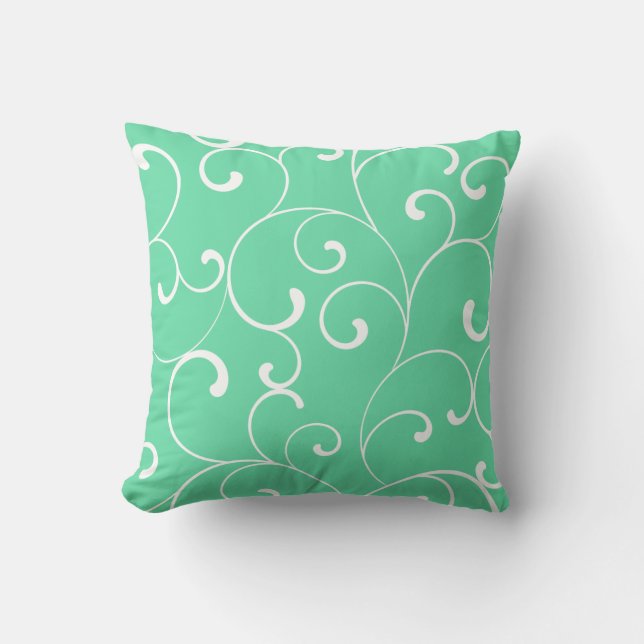Coussin Boucles Whimsical Modernes Aqua (Recto)