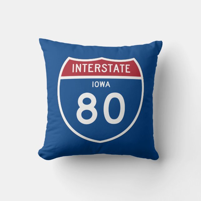 Coussin Bouclier d'autoroute nationale de l'Iowa IA I-80 - (Recto)