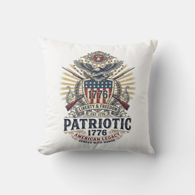 Coussin Bouclier de bataille patriotique 1776 Sym inspiré  (Recto)
