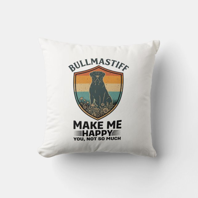 Coussin Bouclier de chien Bullmastiff Make Me Happy Rétro  (Recto)